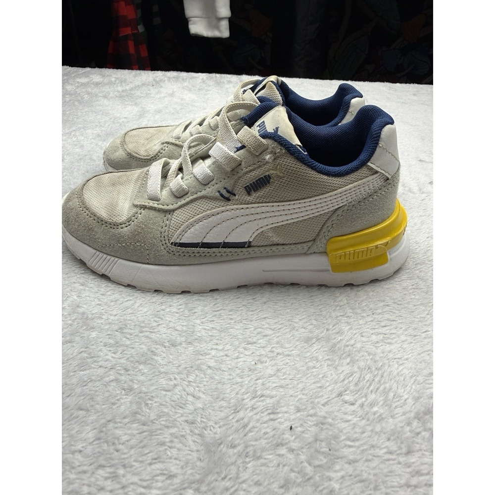 PUMA Unisex Kids Low Top Lace-Up Suede Sneakers Gray/Blue/Yellow 1C 381988-25